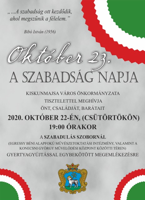 Október 22-én emlékeznek az 1956-os forradalomra Kiskunmajsán