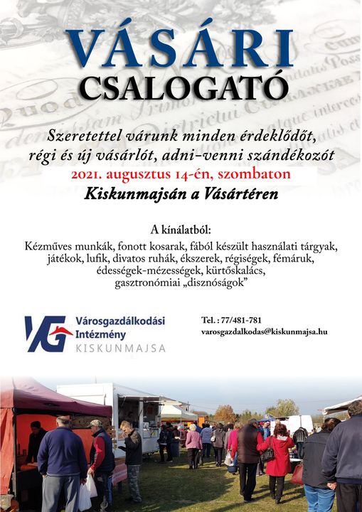 Szombaton vásárnap Kiskunmajsán